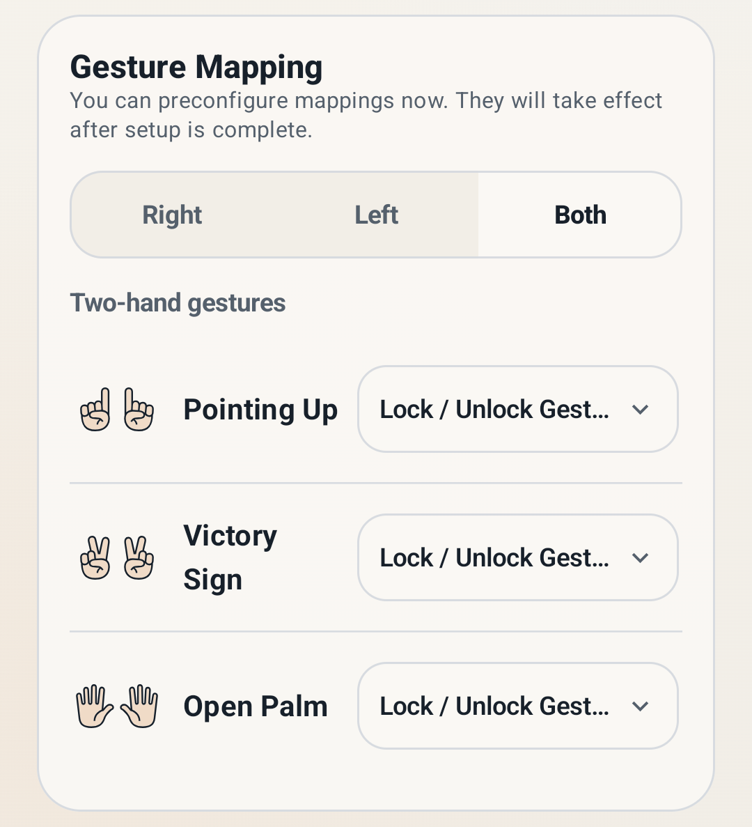 AirSwipe two-handed gestures