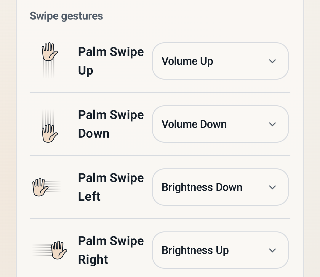 AirSwipe interaction controls