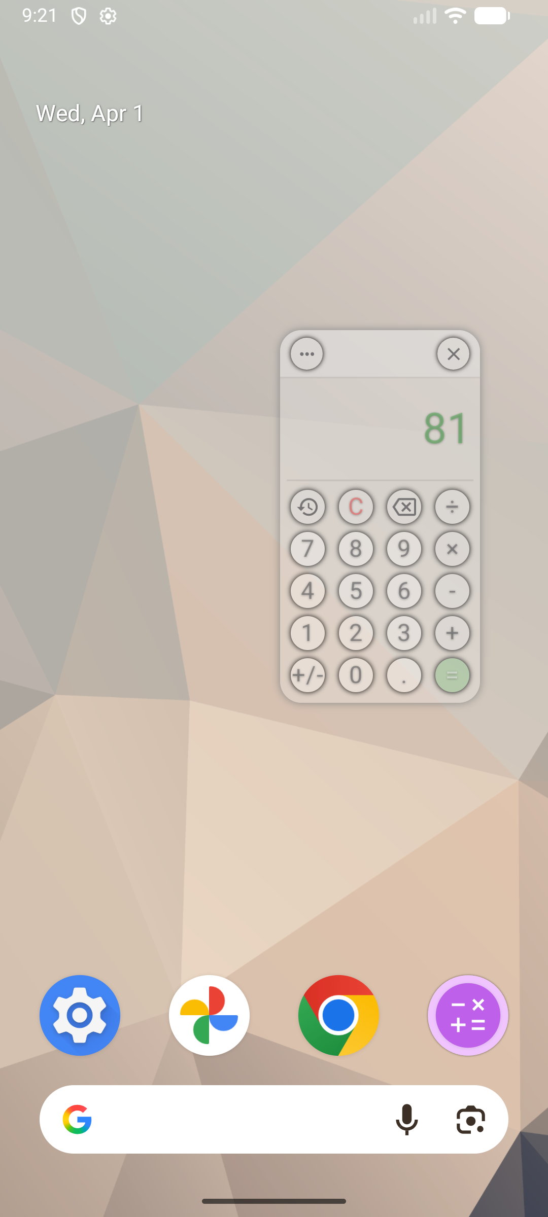 FloatCalc floating calculator interface