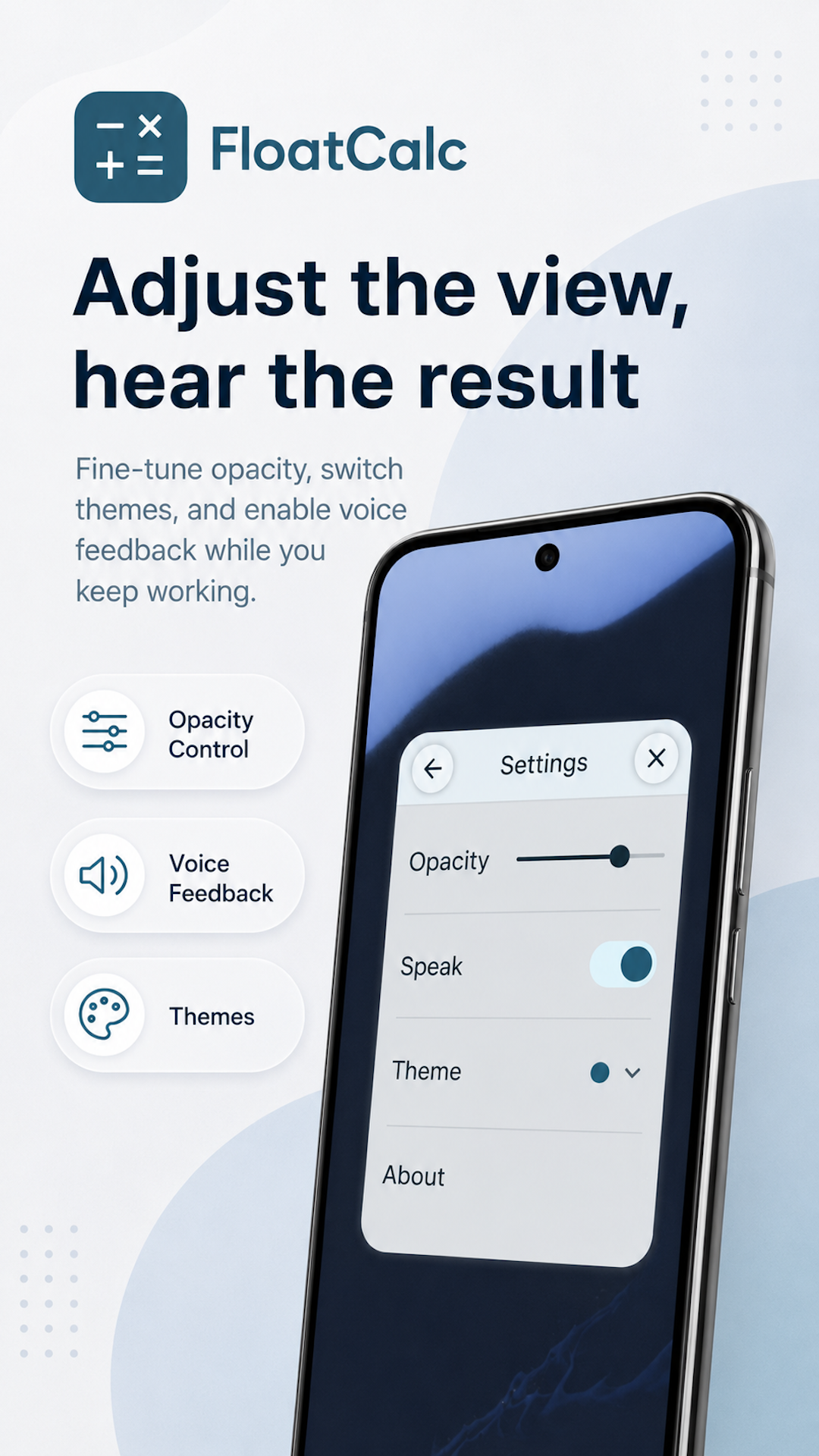 FloatCalc settings panel